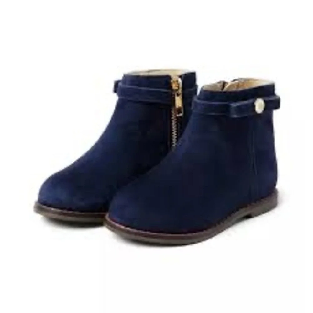 Janie and Jack Toddler Suede Side Zip Ankle Bootie in Merchant Marine Navy Sz 5